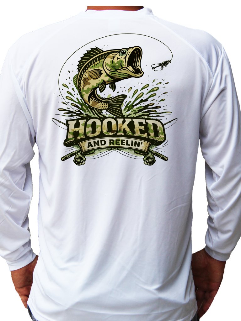 Bass Fishing Camo Style Long Sleeve Upf 50 T-Shirt Sport Boat Uv Protection